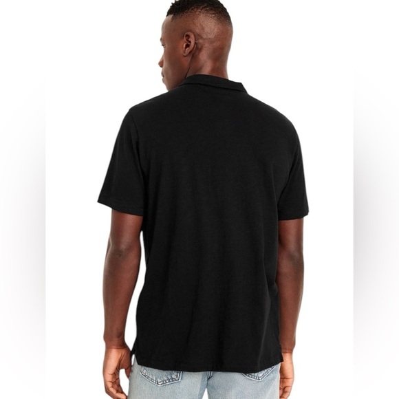 Old Navy Men's Black Polo Shirt Classic Fit Slub-Knit Polo Blackjack Size L - Picture 3 of 7